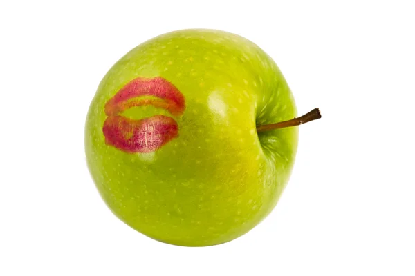 Kiss and an apple — Stock Photo, Image