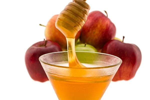 Honey and apple — Stock Photo, Image