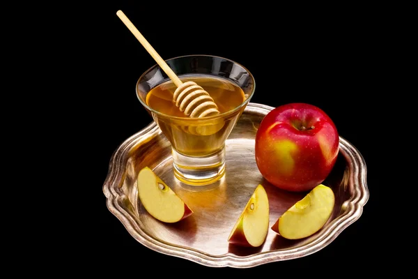 Miód i jabłko — Zdjęcie stockowe
