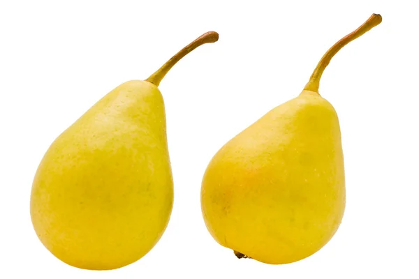Ripe pears with drop of water on white background — Stock Photo, Image