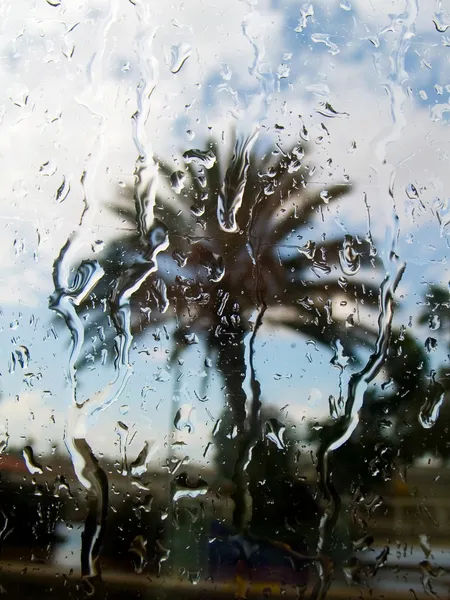 Chuva atrás de uma janela — Fotografia de Stock
