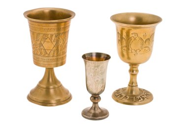 Kiddish cup with wine clipart