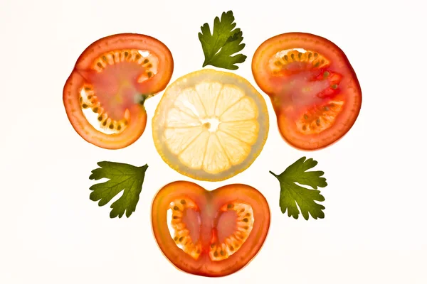 Tomato, lemon and parsley — Stock Photo, Image