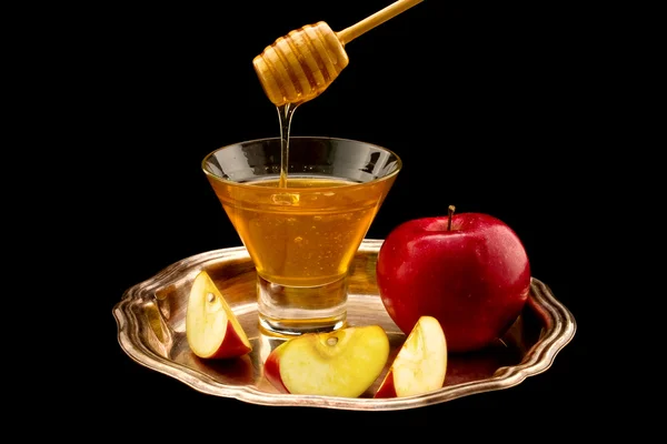 Miód i jabłko — Zdjęcie stockowe