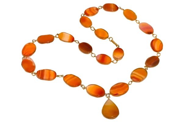 Amber necklace on white background — Stock Photo, Image