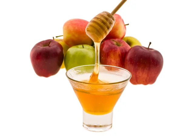 Honig und Apfel — Stockfoto