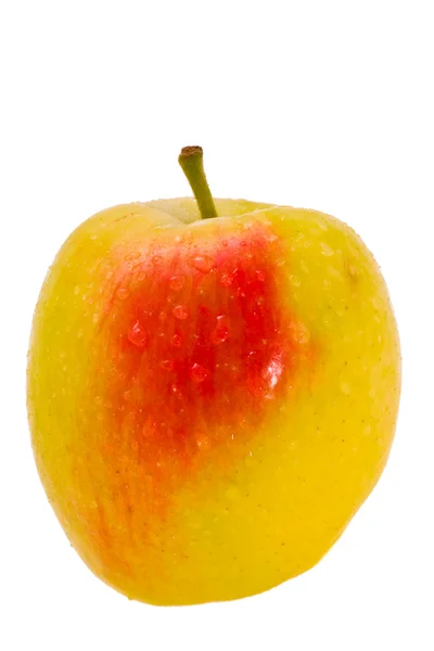 Manzana en gota de agua tomada fotos sobre fondo blanco — Foto de Stock