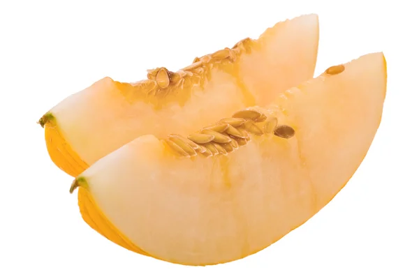Rijp aromatische meloen foto's genomen op witte achtergrond — Stockfoto