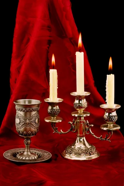 컵과 촛불 — 스톡 사진