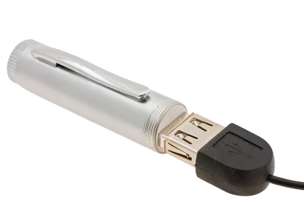 Metallinen kynä monitoimilaite USB-muistilla — kuvapankkivalokuva