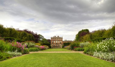 English stately home and gardens clipart