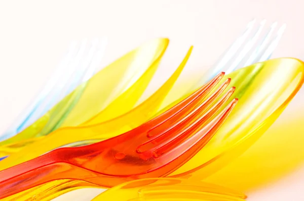 Colored forks and spoons — Stock Photo, Image