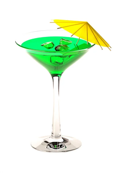 Martini pohár zöld, elszigetelt fehér koktél Stock Kép