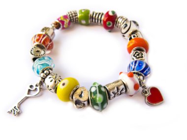 Beads and gems bracelet isolated in white