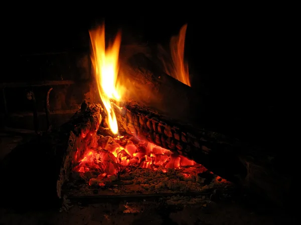 Hot burning fireplace — Stock Photo, Image