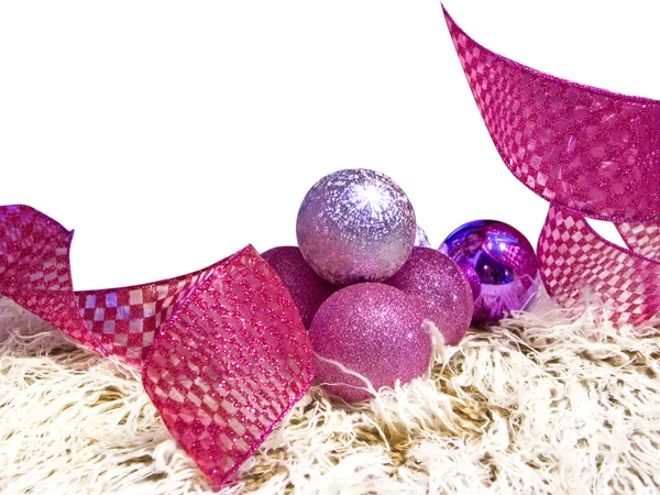Christmas balls and decoration closeup isolated in white — Stock Photo, Image