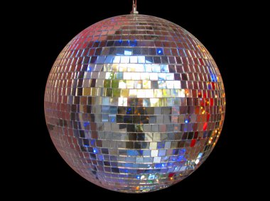 Plain disco ball isolated in black clipart