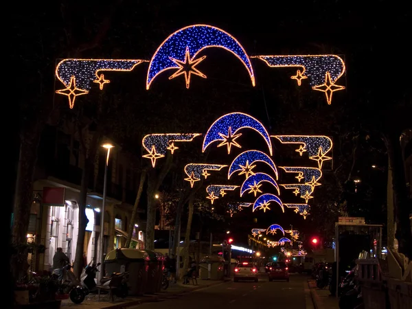 Luzes de Natal na rua Barcelona — Fotografia de Stock