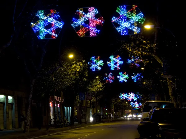 在巴塞罗那的街道圣诞灯 — 图库照片