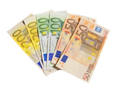 verschillende euro rekeningen geïsoleerd in wit