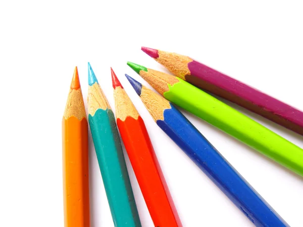 Verschillende kleurrijke potloden in een nauwe samenwerking van — Stockfoto