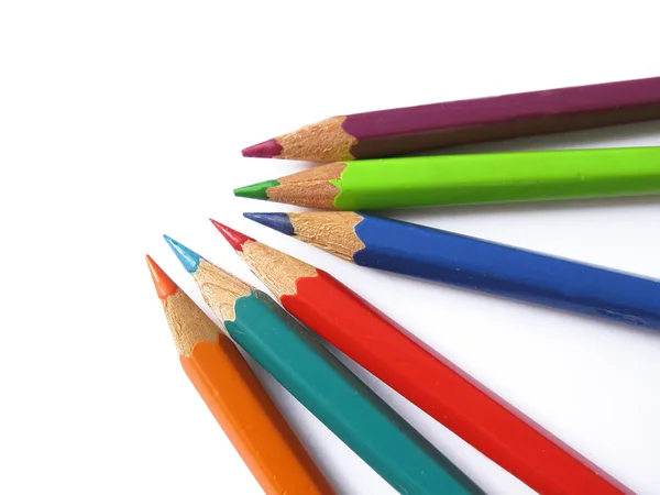 Verschillende kleurrijke potloden in een nauwe samenwerking van — Stockfoto