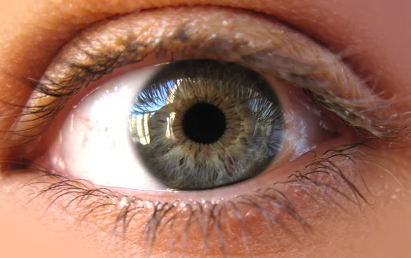 Ojo de iris azul en una imagen macro. Primer plano. — Foto de Stock