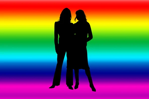 Transparent tęcza z lesbijki sylwetki — Zdjęcie stockowe