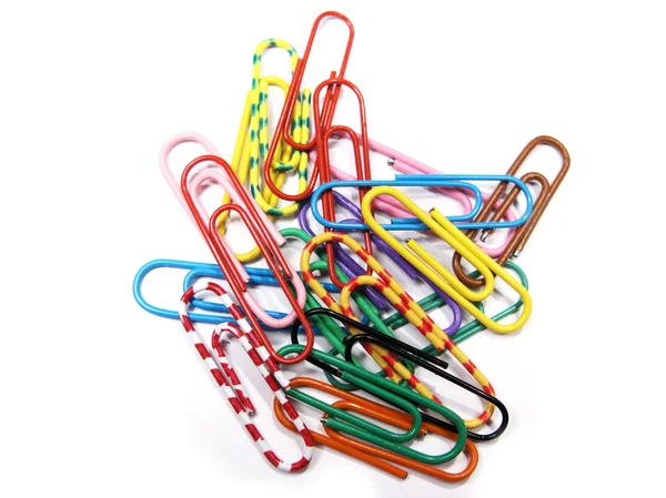 Colorful paper clips isolated in white — Stock Photo, Image