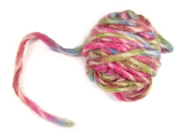 Lã de lã grossa colorida em um close-up isolado — Fotografia de Stock