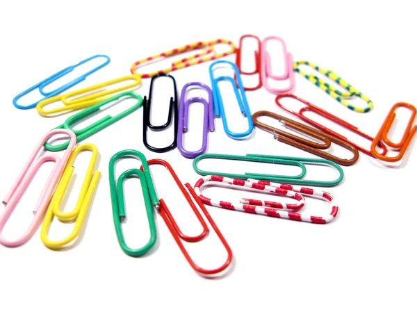 stock image Colorful paper clips isolated in white