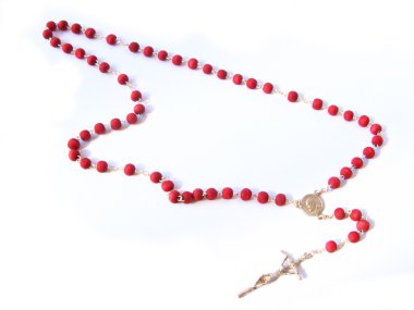 Red rosary made of rose's petals clipart