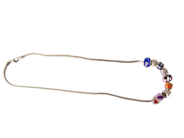Collar de perlas y gemas aislado en blanco —  Fotos de Stock