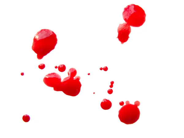Some blood drops splash over white background — Stock Photo, Image
