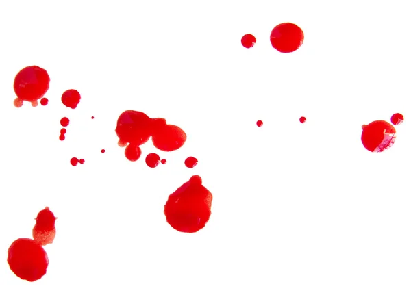 Wat bloed druppels splash op witte achtergrond — Stockfoto
