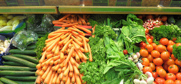 Vegetables on a market show-window