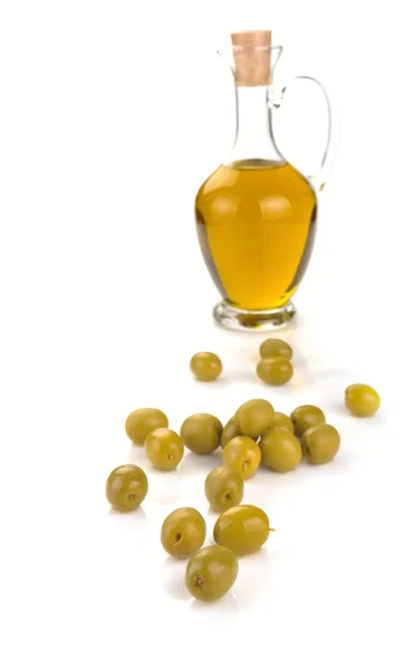 Decantador con aceite de oliva —  Fotos de Stock