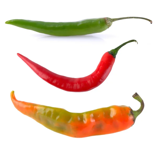 Grön orange red hot chili peppar — Stockfoto