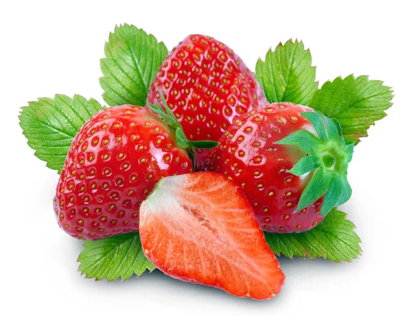 Whole strawberry and half — Stock Photo, Image