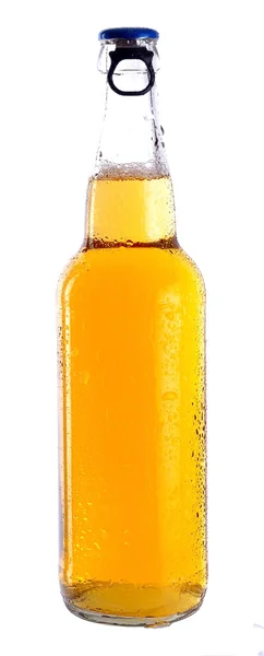 Hafif bira ile şeffaf şişe — Stok fotoğraf