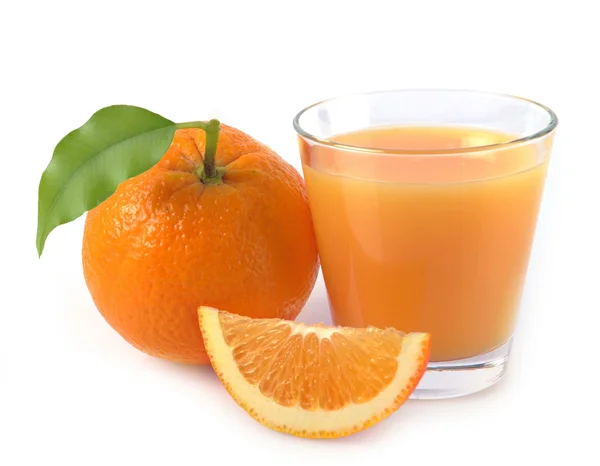 Orangen- und Saftglas — Stockfoto