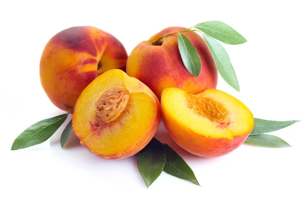 Peach and leaves — Stock Photo, Image