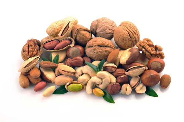 Set of nuts on a white background — Stock Photo, Image