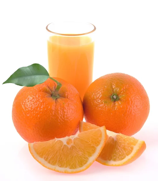Orange et jus de verre — Photo