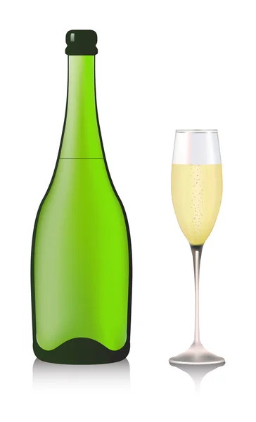 Пляшка шампанського та келиха — стоковий вектор