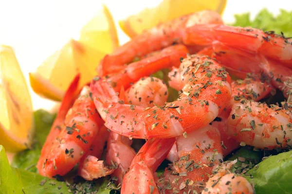 Salada de camarão, verduras misturadas — Fotografia de Stock