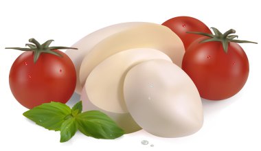 Mozzarella peyniri, domates ve fesleğen