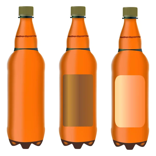 Τρεις καφέ πλαστικά μπουκάλια — Διανυσματικό Αρχείο