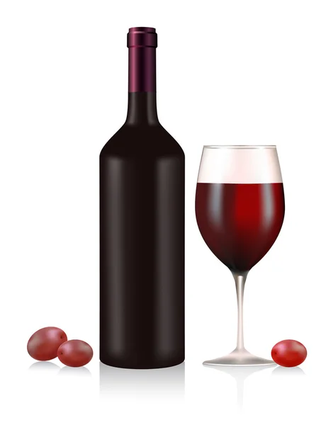 Bottle and glass with red wine — Stock Vector