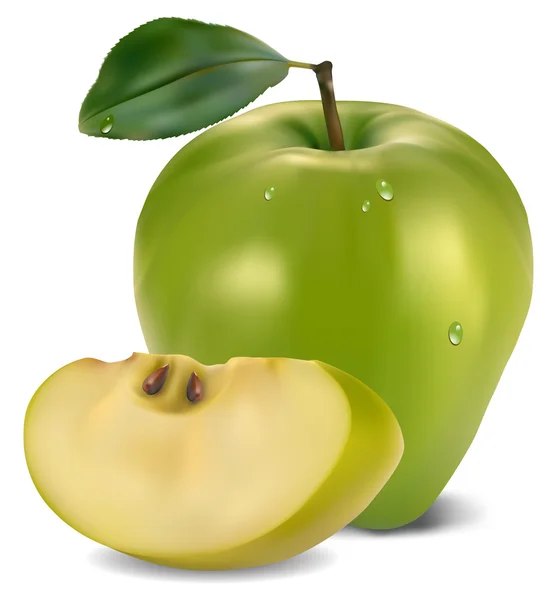 Manzana verde fresca — Vector de stock